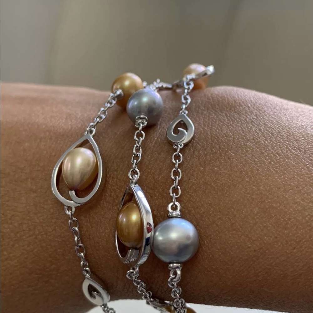 Honora Sterling Silver 925 and Cream Pearl Bracelet with Multi-Strand Design